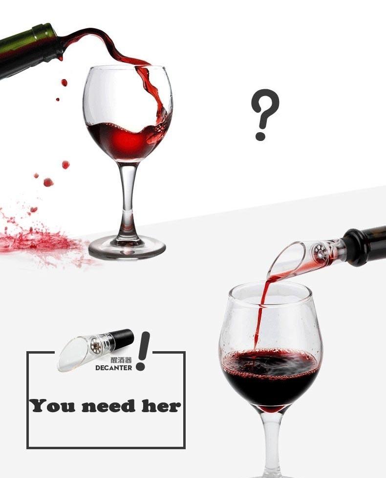 1pcs Wine Aerator Pourer Spout Decanter Magic Mini Wine Decanter Wine Aerator(Color:Black)