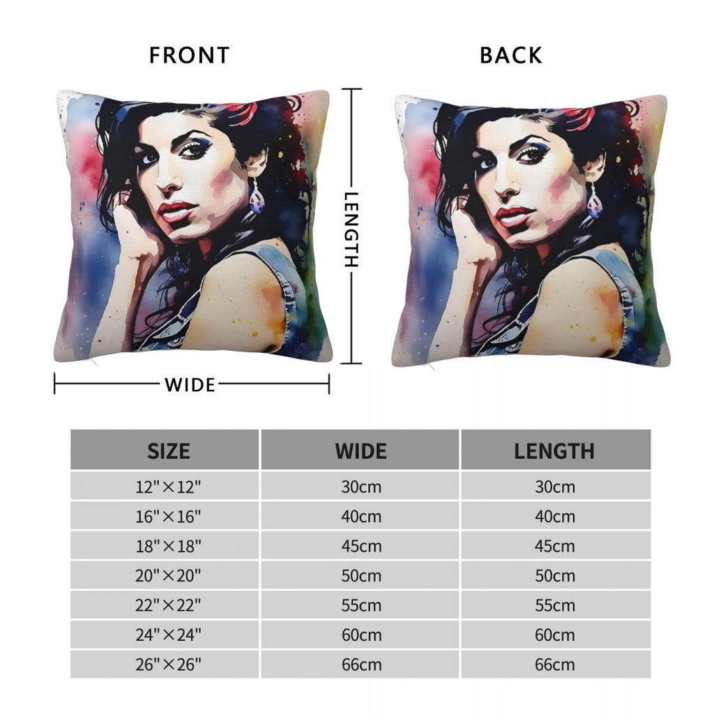 Amy Winehouse Singer Square Pillowcase Polyester Linen Velvet Pattern Zip Decorative Pillow Case Car Cushion Cover 18"
