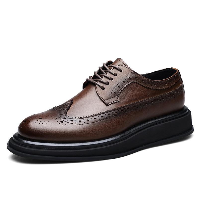 2025 прямая поставка Брок гравированные туфли на платформе мужские деловые весна и осень мужские кожаные туфли с круглым носком британские модельные туфли