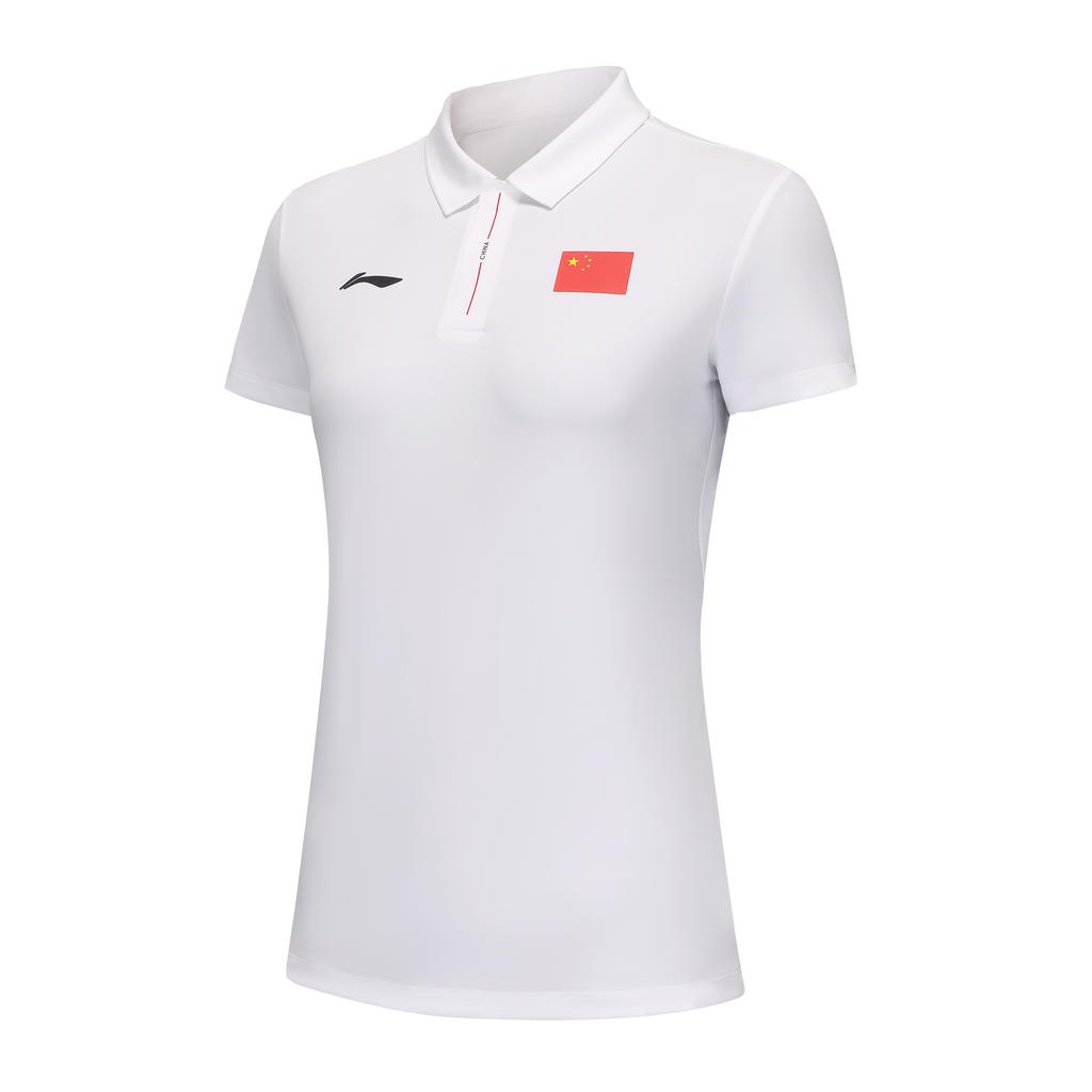 Женская простая футболка-поло с принтом национального флага Li Ning Glory, топ APLUA98-2