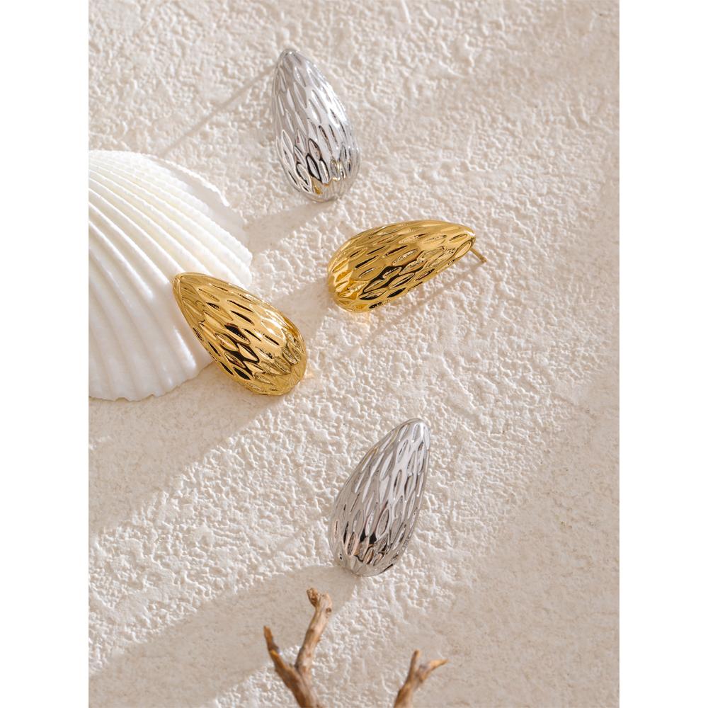 Eetit Stainless Steel Vintage Striped Geometric Stud Earrings for Women Minimalist Daily Wear Statement Jewelry Wholesale