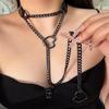 Дизайн Лучший Продавец Сердце O-Кольцо ПУ Кожаный Ошейник Ожерелье, Любовь Кулон Регулируемая Цепочка на Ключицы