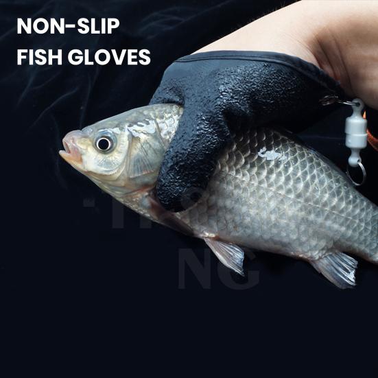 1 Pair Fish Catching Gloves with Release Carabiner High Strength Anti-Slip Puncture Proof Fishing Gloves Fishing Accessories