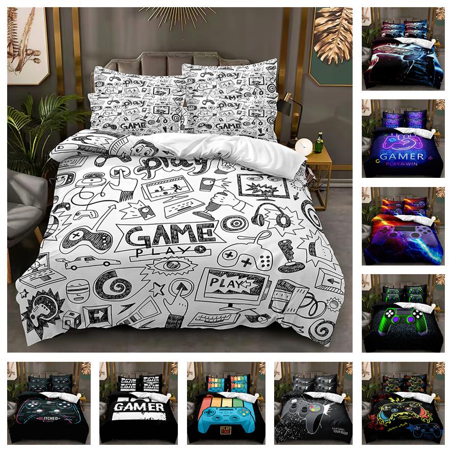 Легкий 3D игровой комплект постельного белья с игровой ручкой, пододеяльник DE135 * 200, полноразмерный чехол для кровати, одинарный/двойной с молнией, мягкий пододеяльник