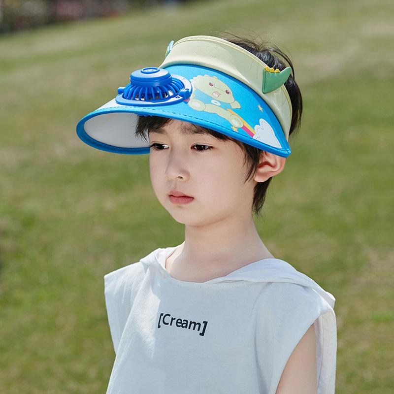 1120 children's hats boys and girls cartoon cute sunscreen visor summer outdoor outing with fan empty top hat