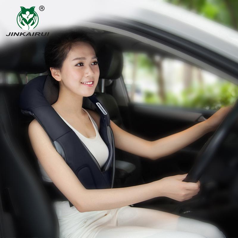 JINKAIRUI Беспроводной электрический массажер шиацу для спины, шеи, плеч, тела, нефритовый массаж, инфракрасный нагрев, массажер для разминания, подушка, облегчение боли