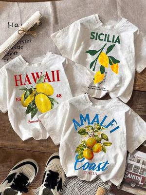 Женская спортивная футболка с коротким рукавом с дизайном лимонов и фруктов Амальфитанского побережья, летняя, для хип-хопа, повседневная спортивная одежда
