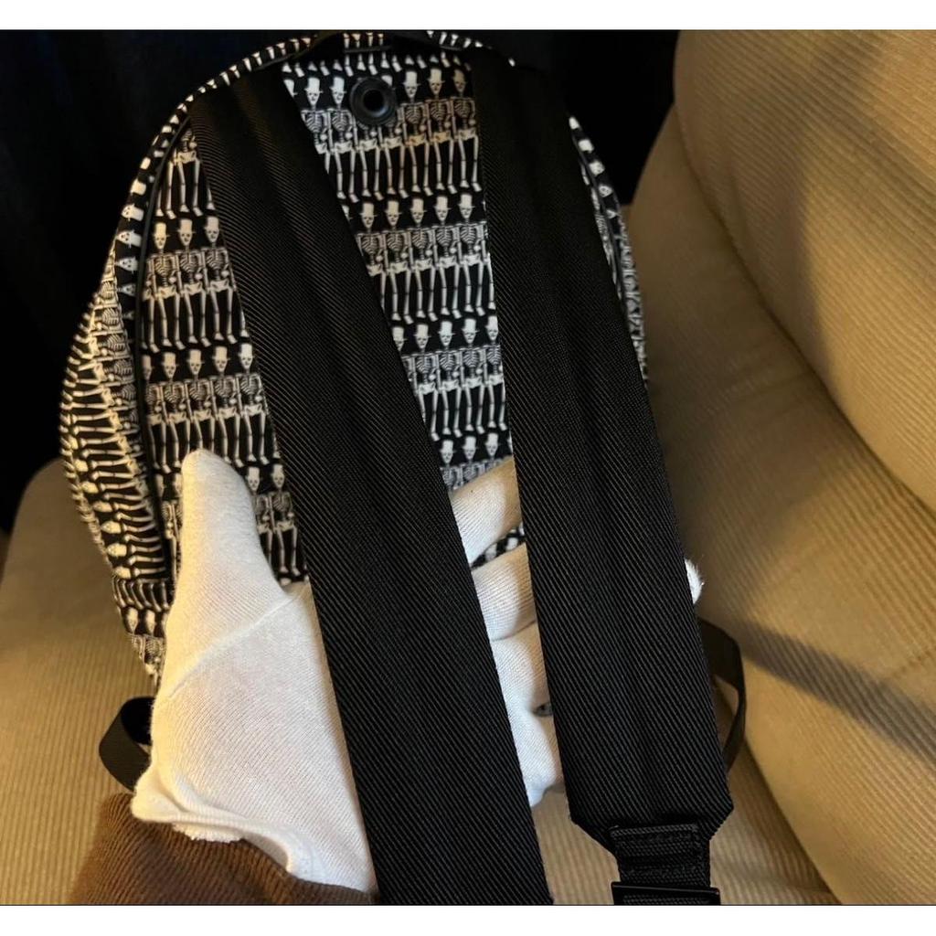 Б/у Оригинальный Рюкзак SAINT LAURENT с узором из черепов Холст Черный x Белый