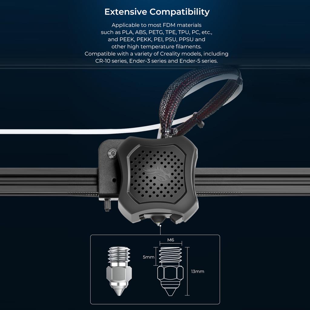 Комплект насадок Creality из медного сплава, высокая твердость, термостойкость 500 градусов Цельсия, подходит для большинства FDM