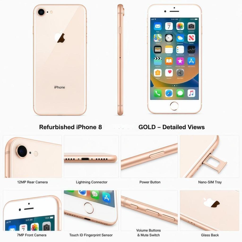 Восстановленный Apple iPhone 8 2 ГБ ОЗУ 64 ГБ ПЗУ Все цвета 4G LTE Разблокирован iOS Смартфон С одной SIM-картой