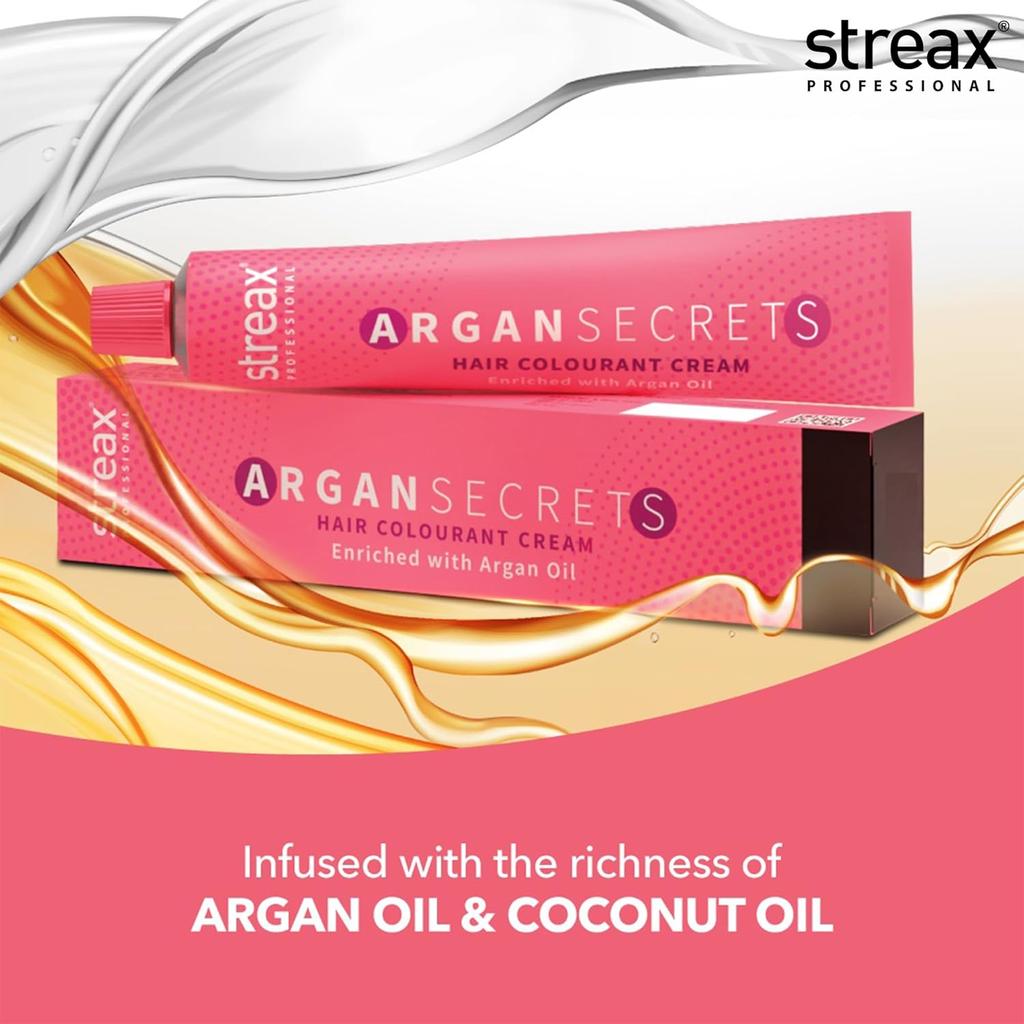 Streax Professional Argan Secrets Permanent Hair Colourant Cream Brown 4 90gm Enriched With Argan Oil