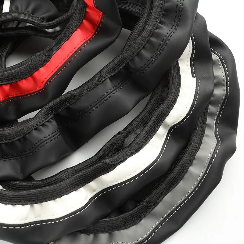 Эластичный чехол на руль с растяжкой без внутреннего кольца, подходит для рулей 14,5-15 дюймов, износостойкая кожа, легко носить