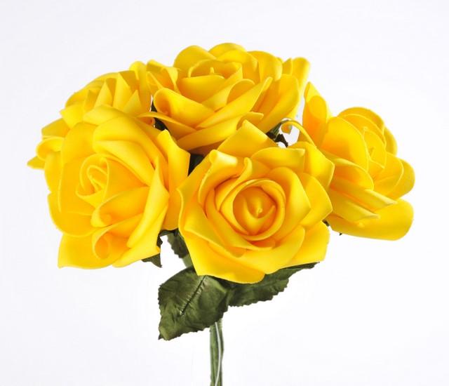 yellow foam rose 25cm 6pcs | LW29470_0 5