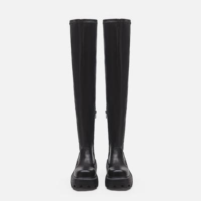 Ботфорты Женские эластичные ботфорты Длинные сапоги Женские туфли на толстой подошве, увеличивающие рост и стройнящие Осенне-зимние рыцарские сапоги