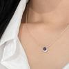 Women's Blue Cubic Zirconia Moon 925 Silver Necklace