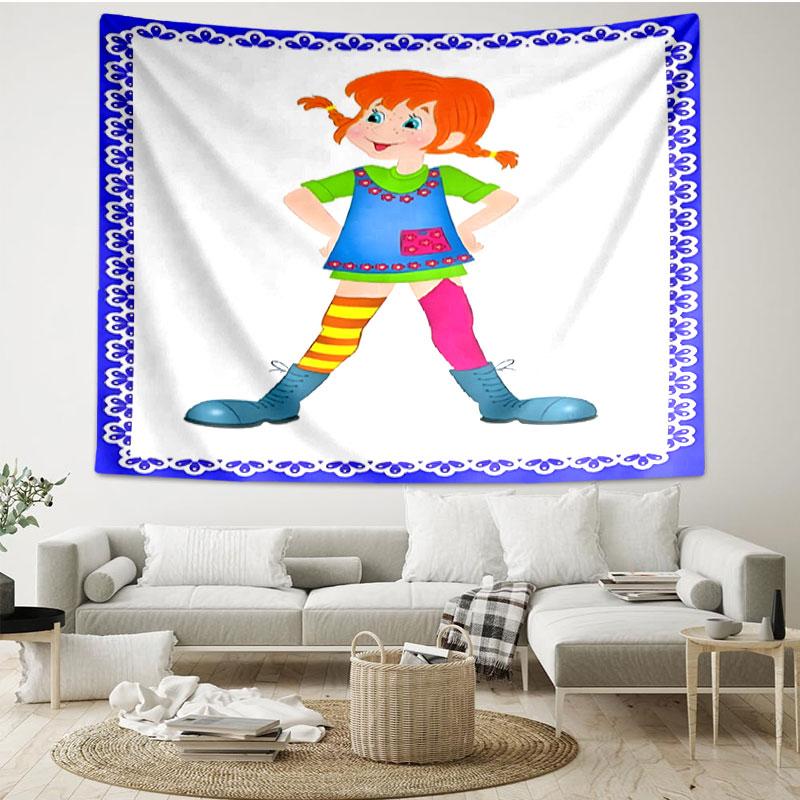 Pippi Longstocking Print Tapestry - Portable Wall Decor Cloth, for Home, Dorm, Travel, Bedroom, Living Room - Ideal Birthday Housewarming Gift