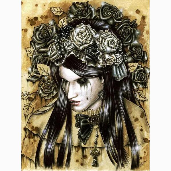 Vampire Gothic Girl Diamond Mosaic 5D DIY Diamond Embroidery Dark Woman Art Cross Stitch Kits Crystal Full Drill Crafts Decor