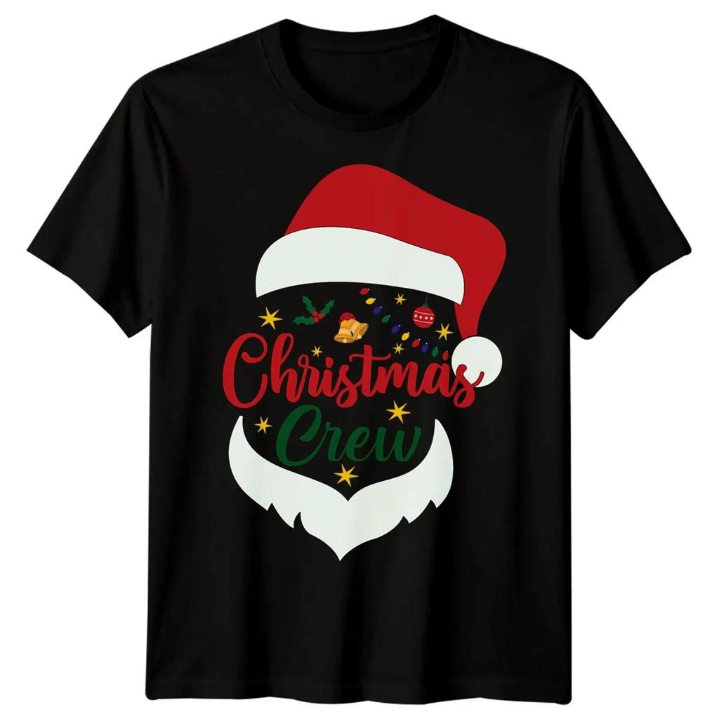 Christmas Crew Hat Holiday Unisexs T Shirt Unisexs Top Vintage Homme Breathable Streetwear Graphic Unisex Casual Versatile