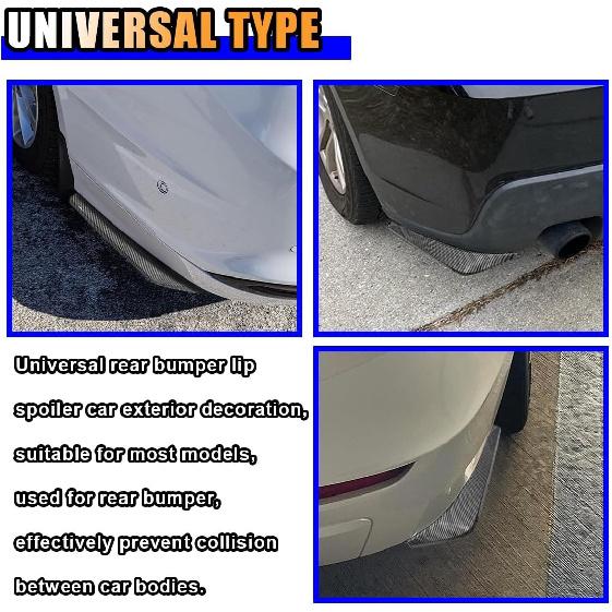 2PCS Universal Car Rear Bumper Lip Splitter Canard Diffuser, Side Fin Fenders Skirt Protector Exterior Decoration Trim For Car (Carbon Fiber)