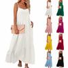 Женское однотонное богемное повседневное пляжное платье плиссированное нерегулярное платье Пляжное длинное платье