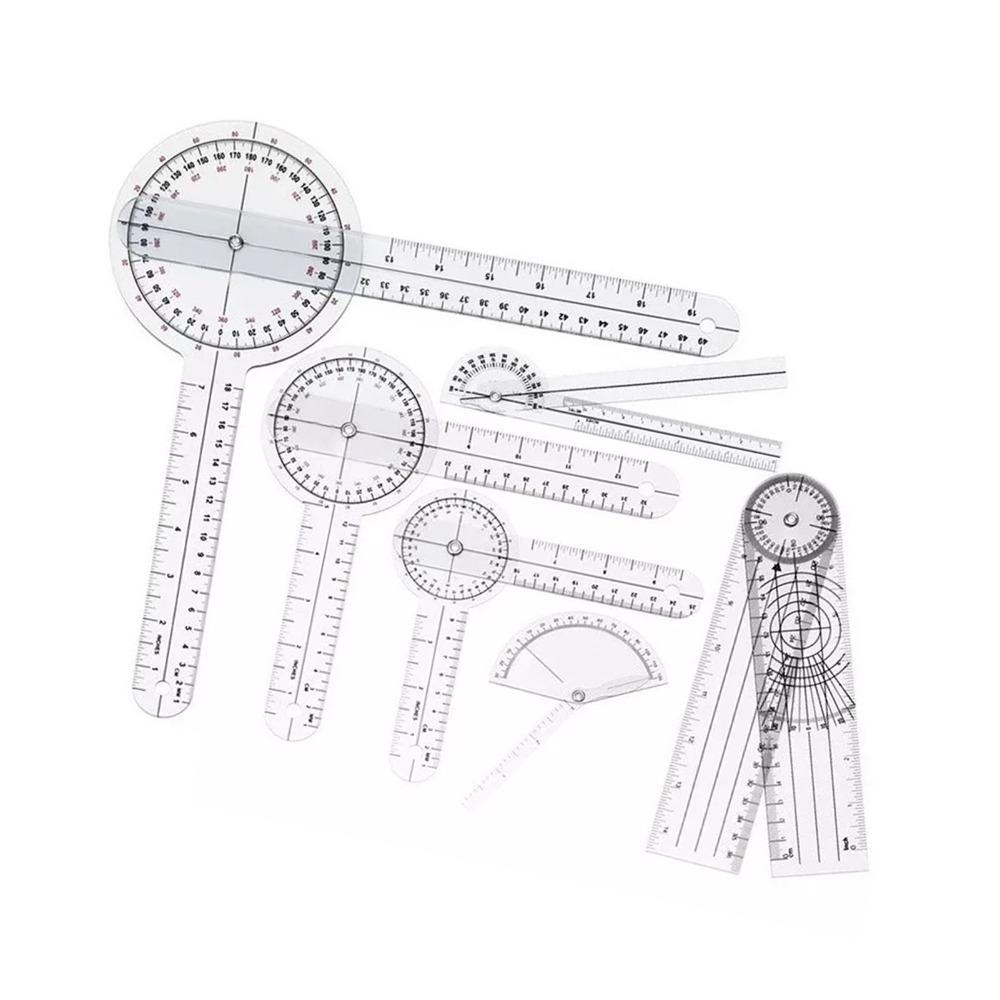6pcs 360 Degree Transparent Goniometer Set Transparent Clear Angle Ruler Set  Orthopedics