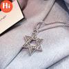 Привет, шестиконечная звезда Давида, кулон, ожерелье, двустороннее ретро, ​​титановая сталь, ювелирные изделия в стиле панк для мужчин и мальчиков