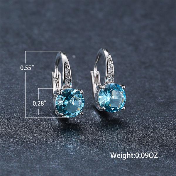 Сережки голубым кристаллом под сапфир 7 мм круглая огранка