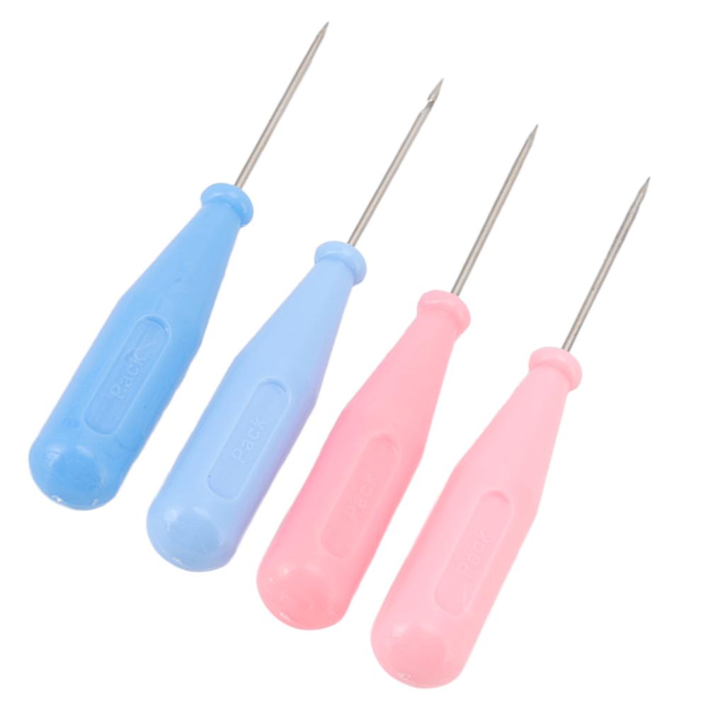 4 Pcs Awl Tool Incisive Sturdy Sewing Awls Tools with Plastic Handle for DIY Leather Craft Sewing