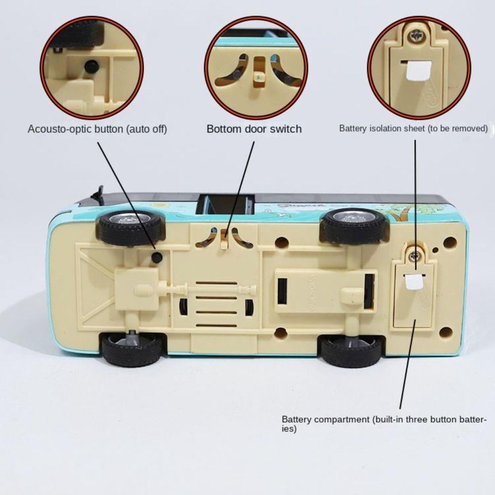 Sound And Light School Bus Toys Friction Powered Pull Back Bus Bus Model Toy  Children
