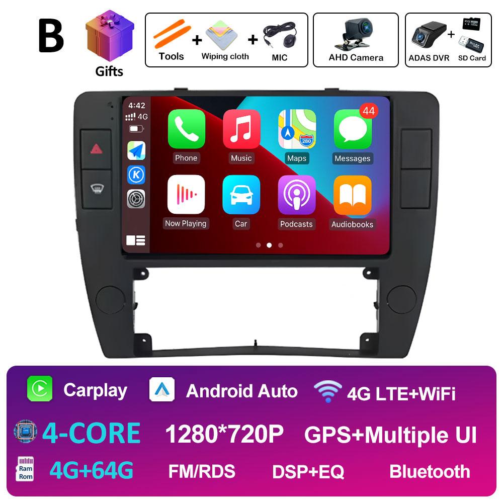 Беспроводная стереосистема Carplay DSP для Volkswagen Passat B5 2000 2001 2002 2003 2004 2005 Android 14 Вентилятор охлаждения Bluetooth Аксессуары