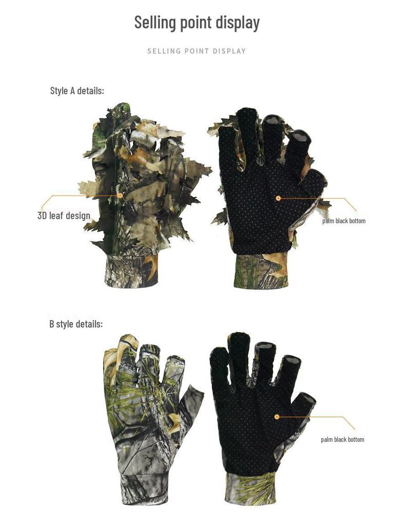 Биомиметические камуфляжные перчатки для охоты и фотографии - Тонкий, нескользящий дизайн для рыбалки, наблюдения за птицами и оригинальный стиль, защищенный авторским правом.