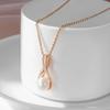 Kinel Pearl Drop Pendant Necklace For Women Rose Gold Color Bride Wedding Elegant Jewelry Anniversary Gift