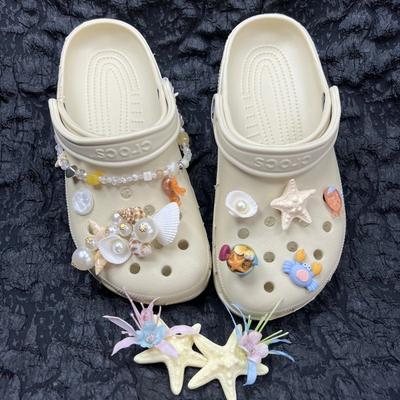 Новый цветок для обуви с отверстиями, аксессуары для обуви, романтическая пряжка для обуви своими руками на морском побережье, съемная, подходит для обуви с отверстиями, украшение для верхней части обуви, подбор обуви