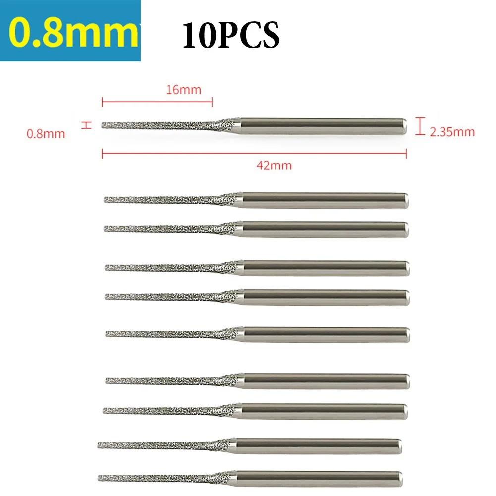 10PCS 0.8-2.5mm Emery Drill Bits 2.35mm Diamond Sand Drilling Extended Drill Bit Hardware Power Tool Accessories