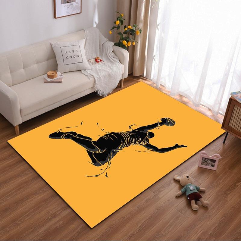 "Basketball Dunk Silhouette Print Carpet in Black and Yellow Design" Suitable for use as an anti-slip for living room bedroom sofas