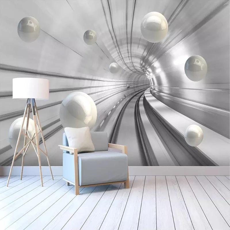 Modern Photo Wallpaper Abstract Tunnel Space Sphere 3d Wall Mural Living Room Bedroom Home Decor Wall Papers