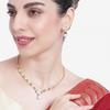 Designer Necklace Set with Flower Zirconia and White Stones, Gold Plated and Rhodium Plated, for Women