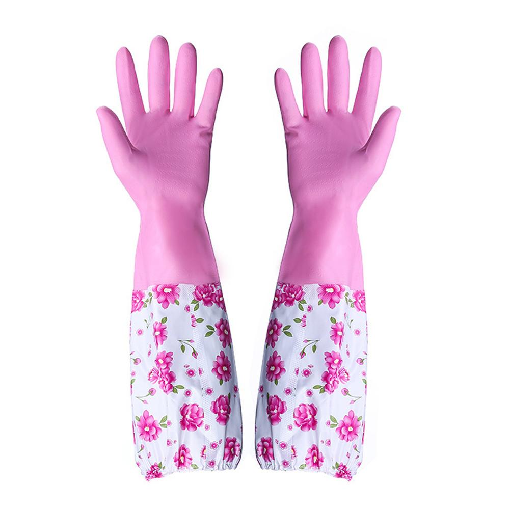 Waterproof And Warm Rubber Gloves Kitchen Washing Dishes Gloves Housework Gloves Women’s Cleaning W1W6