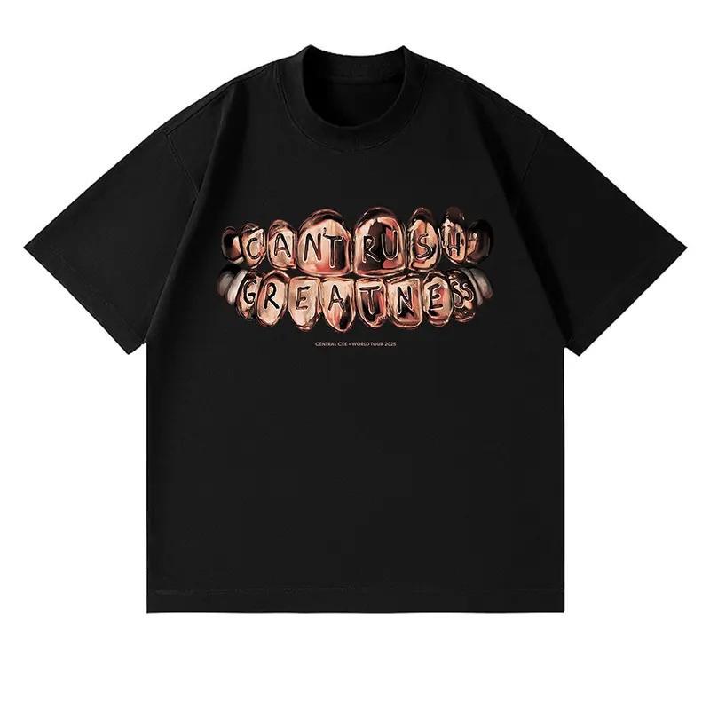 Mens Streetwear Cotton Tee With Abstract Graphic Print - Loose Fit Short Sleeve T-Shirt Fall