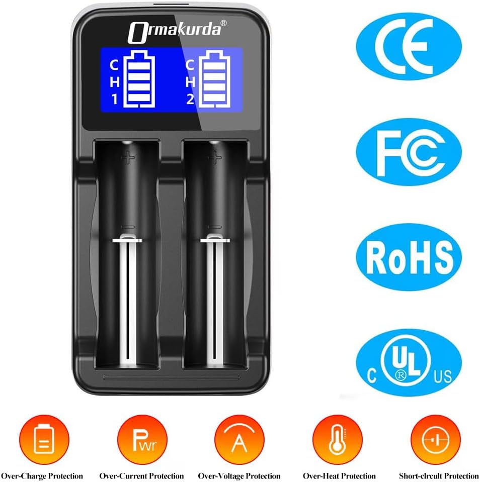 LCD Universal AA AAA Battery Charger for Rechargeable Battery 18650 18500 18350 17500 16340 CR123A 14500 Lithium Batteries