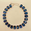 Mixed Color Rectangular 13x18 Crystal Gemstone Necklace - European & American Choker Design