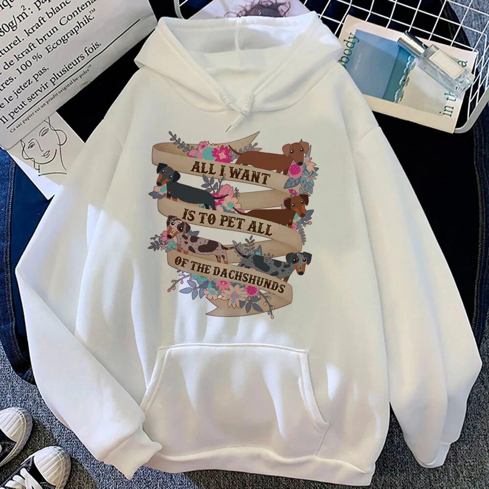 Толстовки с таксой, женские винтажные толстовки в стиле аниме, готики, 2023, женские пуловеры с рисунком унисекс