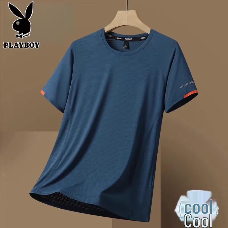 PLAYBOY Мужская дышащая футболка с коротким рукавом из ледяного шелка