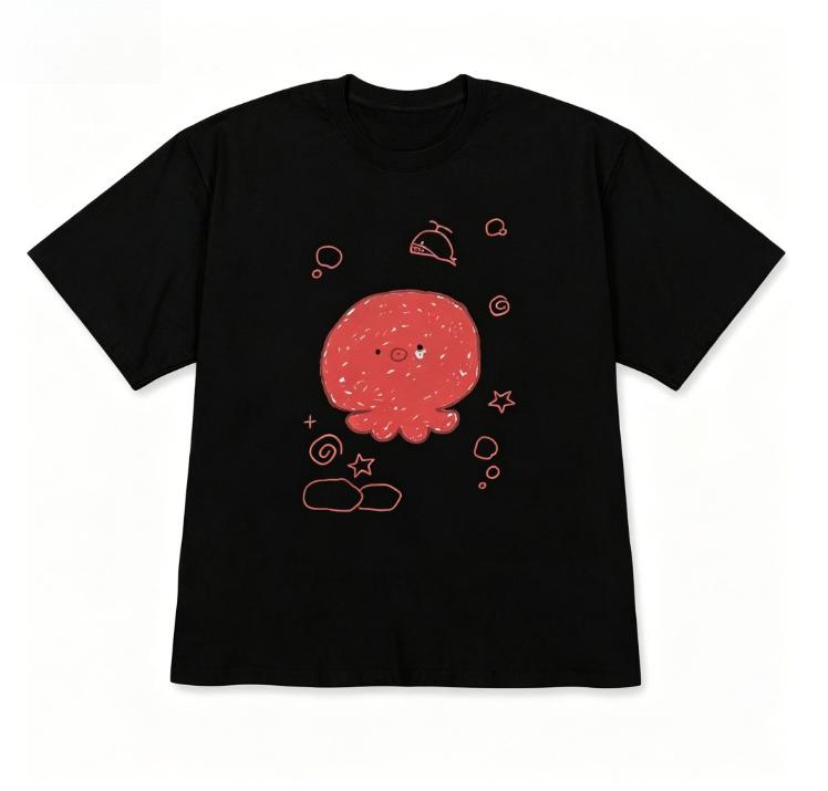 Kawaii Korean Style Short-Sleeve Pink Jellyfish Graphic T-shirt Cute Ocean Aesthetic Casual Top Crew Neck Sale Tee for Girl Boy