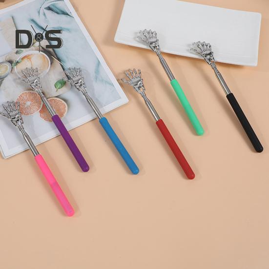 Раздвижная металлическая чесалка для спины с резиновыми ручками, портативный телескопический массажер для спины, инструмент для снятия зуда кожи, наполнитель для чулок для мужчин, женщин и детей