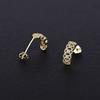 Retro Fashion Hollow Lace Zircon Curved Stud Earrings Simple Women's Geometric Silver Birthday Gift Party Accessories