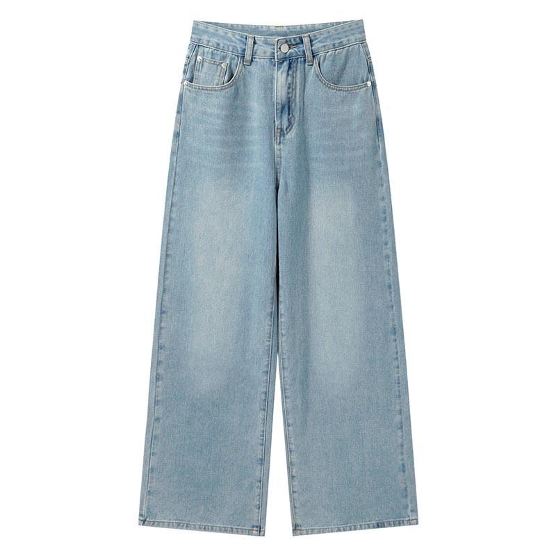 Bow Embroidered Wide Leg Jeans for Women Spring Autumn Large Size Clothing Denim Straight Trousers High Waist Streetwear