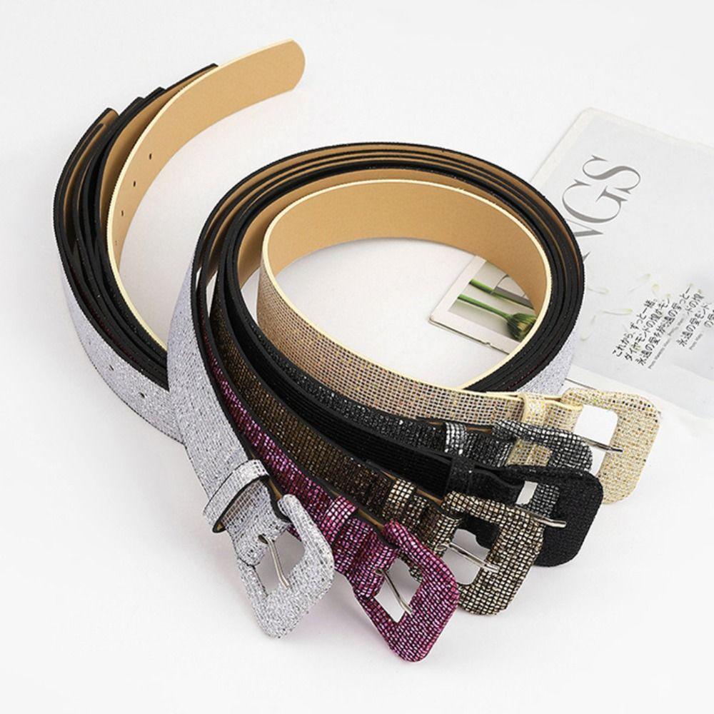 Широкий пояс с блестящими пайетками и металлической пряжкой Y2k, украшение на талию из стразов для женщин/девушек