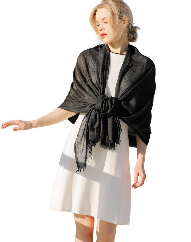 Women's Lightweight Oversized Faux Linen Beach Shawl Scarf - Perfect for Summer, Parties, Weddings, or Christmas Gifts