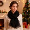 Yousheng Women Pleated Scarf Thickened Weave Autumn Winter Scarf Solid Color Breathable Shawl Headscarf Outfit Accessories
